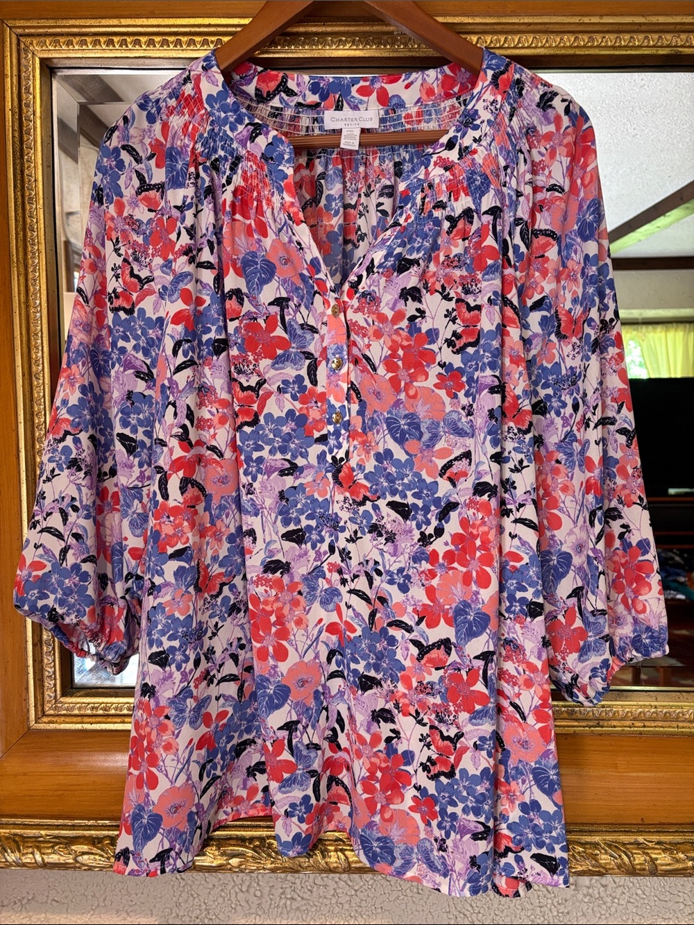 Charter Club Pastel Floral Top - Size PXL